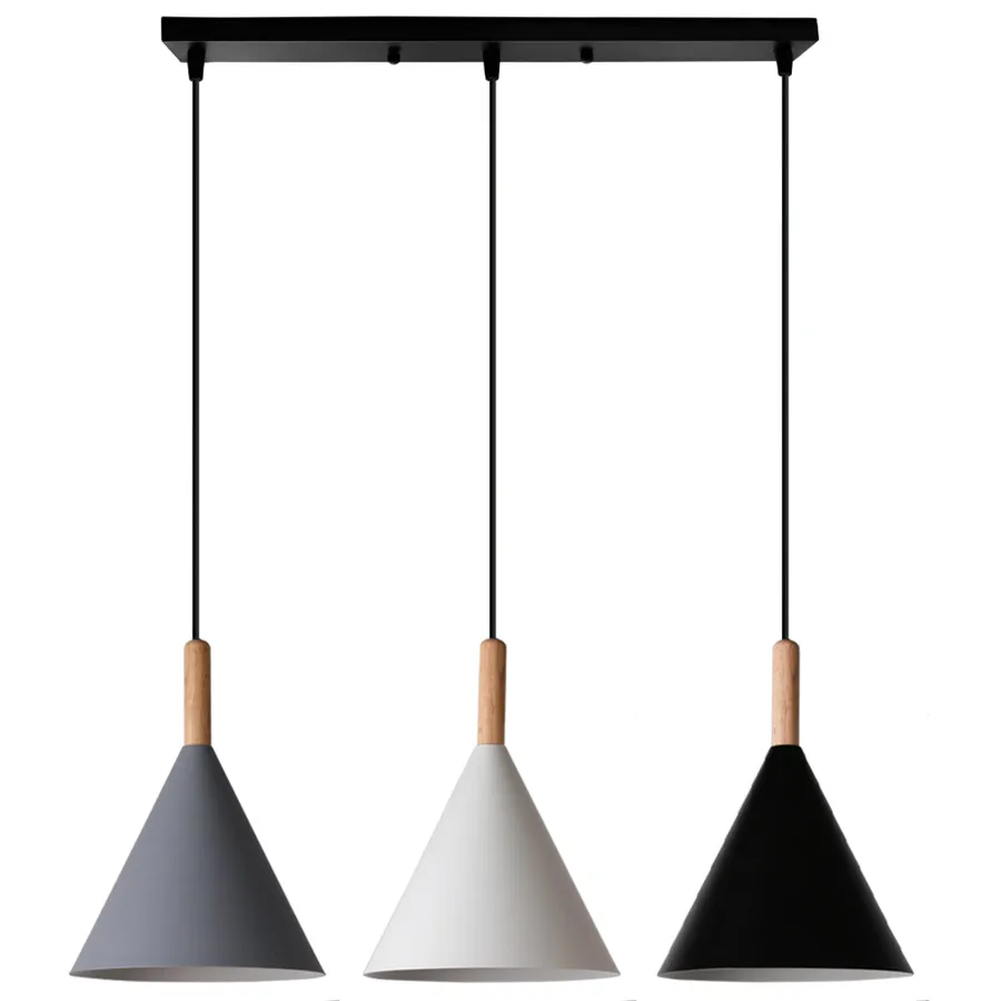 3-Heads Modern Wood Pendant Light Domeshade Suspension for Cafe Restaurant Bedroom Home Kitchen Island Nordic Hanging Lamp black pendant light Pendant Lights