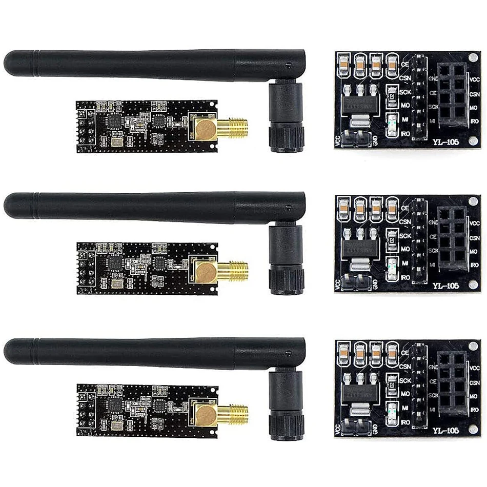 3pcs Nrf24l01+pa+lna Rf Transceiver Module With Antenna 2.4 Ghz 1100m + 3pcs Nrf24l01breakout