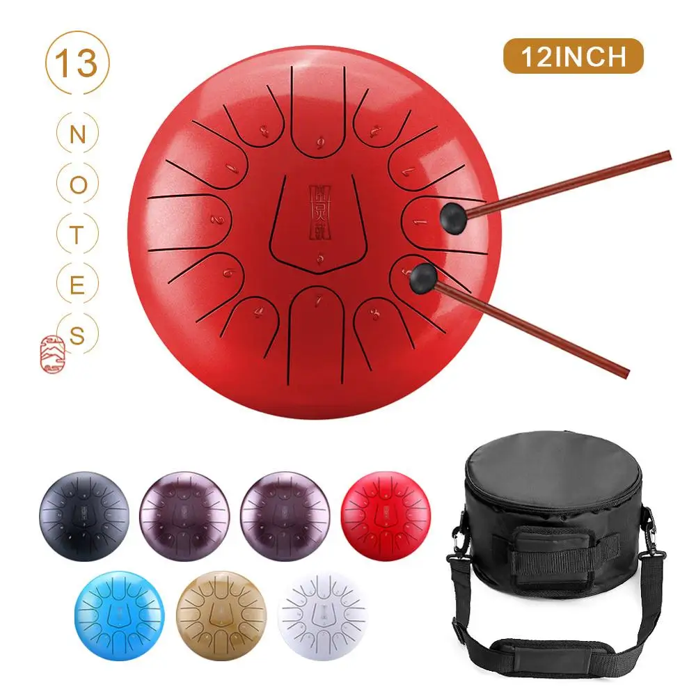 12 дюймов Сталь язык барабан Handpan ручной Барабаны крупных 13 Notes Tankdrum с сумкой в комплекте