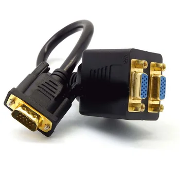 

15-pin Male To 2x 15-pin VGA Fem Adapter Cable VGA 1 Male To Dual 2 VGA Female Converter Adapter Cable Splitter Connector