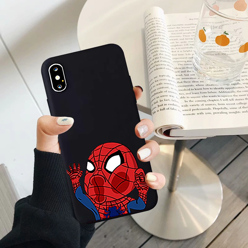 

GYKZ Cute Cartoon Batman Spiderman Iron Man Phone Case For Samsung Galaxy Note 8 9 S8 S10 S9 Plus Black Silicone Soft Back Cover