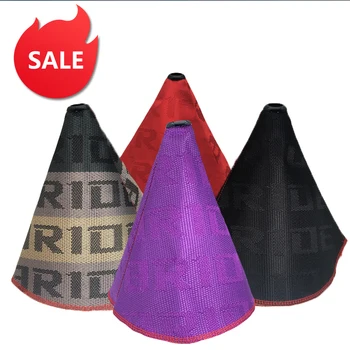 

JDM Style Bride Canvas Shift Lever Knob Boot Cover Racing Shift Knob Collars for Universal Car With Red Stitching