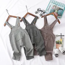 Детский клетчатый комбинезон на весну-осень, повседневные хлопковые комбинезоны для маленьких мальчиков и девочек, комбинезоны в уличном стиле для малышей 12 мес.-3 лет