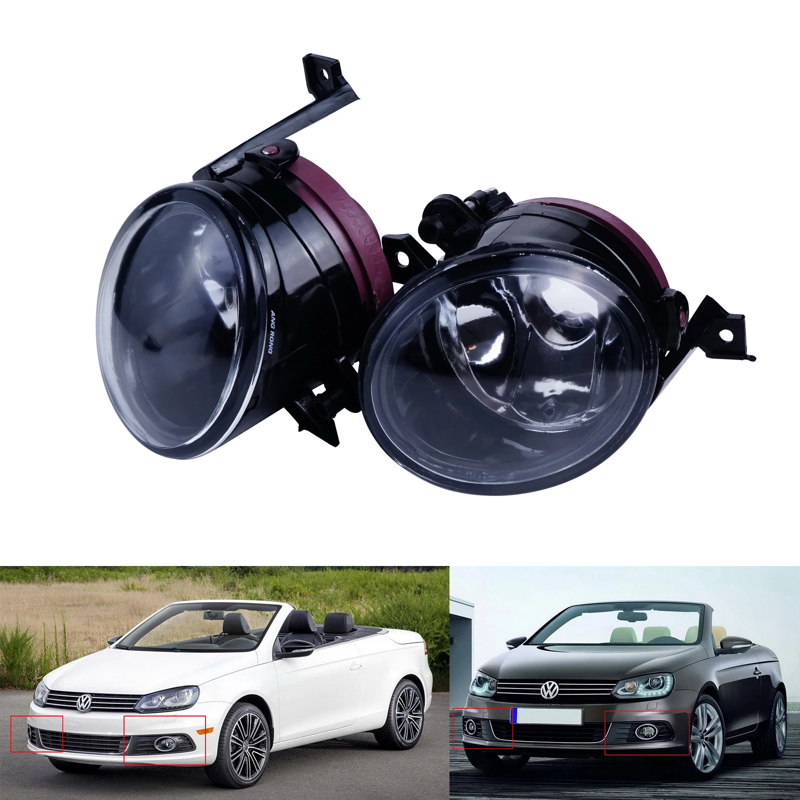 ANGRONG 2x передние противотуманные фары без лампочек для VW Golf MK5 GTI Caddy MK3 CC Touran EOS Polo