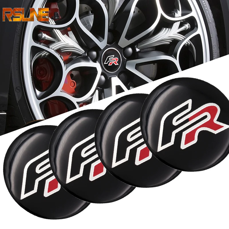 

4PCS 57MM Aluminium FR Logo Car Wheel Hub Center Cap Sticker For Seat leon FR Ibiza Altea Exeo Formula Racing Car accessories