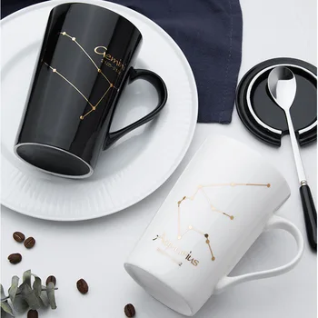 

12 Constellation Cup Ceramic Mug Customized Covered Cup Milk Breakfast Cup Office Cup Nordic Coffee Cup Birthday Gift