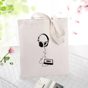 

Retro Pattern Shopping Bag Canvas Tote Bag Daily Use Custom Print Logo Eco Reusable Recycle Handbag