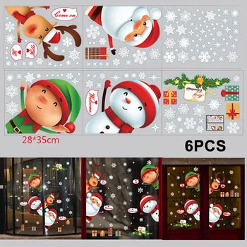 

6pcs Christmas Elements Static Stickers for Wall and Glass Home Xmas Decoration Party New Year Supplies SDF-SHIP