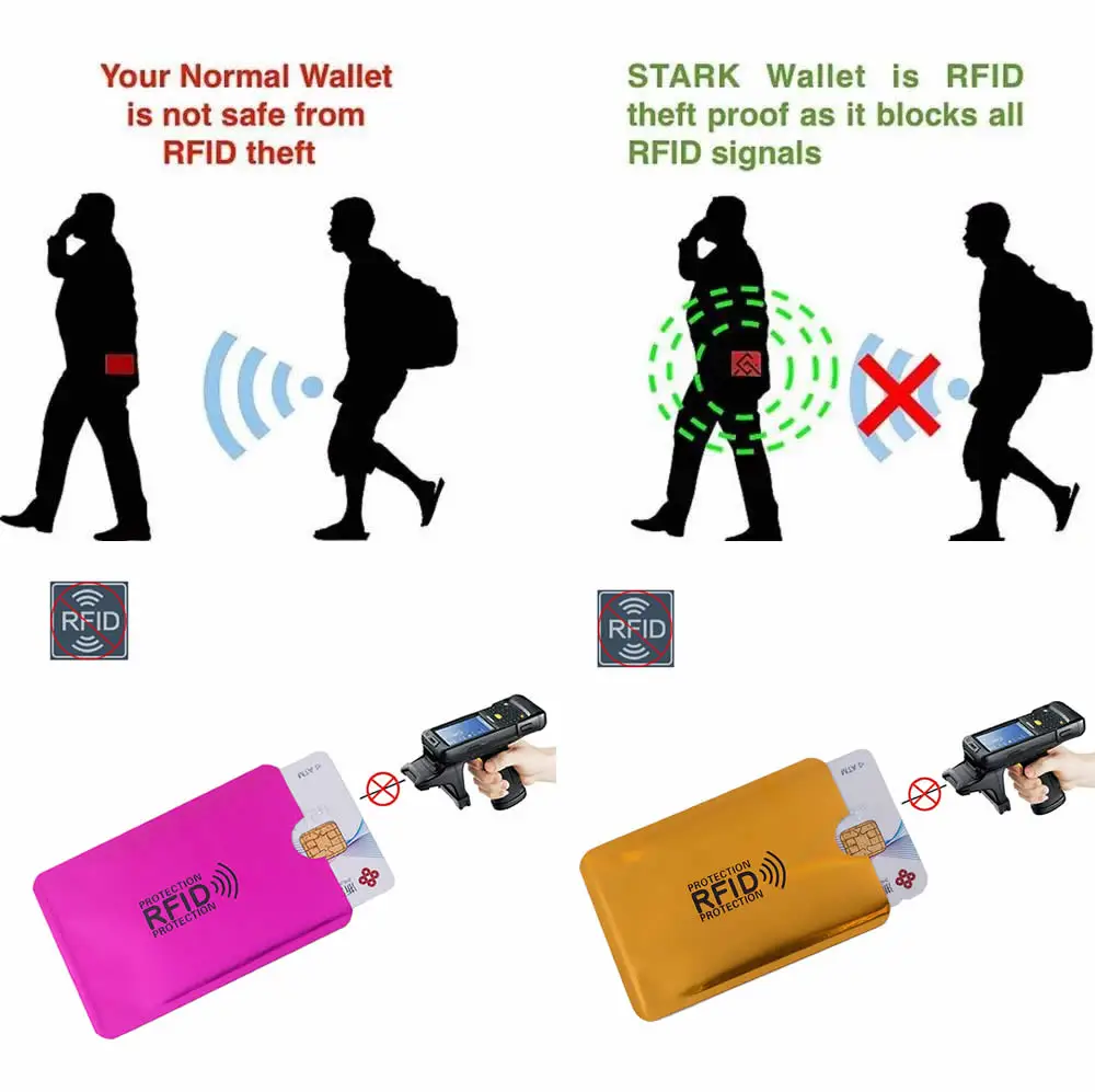 Men Anti Rfid Wallet Blocking Reader Lock Bank Card Holder Id Bank Card  Case Protection Metal Credit NFC Holder Aluminium 6*9cm