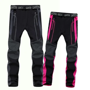 

New Women Men Winter Fleece Softshell Pants Outdoor Sports Waterproof Hiking Pants Men Skiing Camping Climbing Trekking Trousers