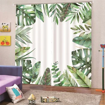 

Blackout Curtains For Kids Child Bedroom Green Plants Style Window Voile Tulle Curtains For Living Room Rideaux Pour Le Salon
