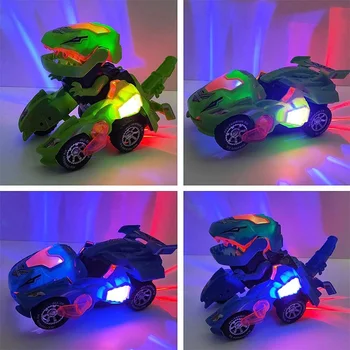 

LED Car Kids Dinosaur Toys Play Vehicles with Light Flashing Music Electric Deformation Dinosaur Toy Car Gift