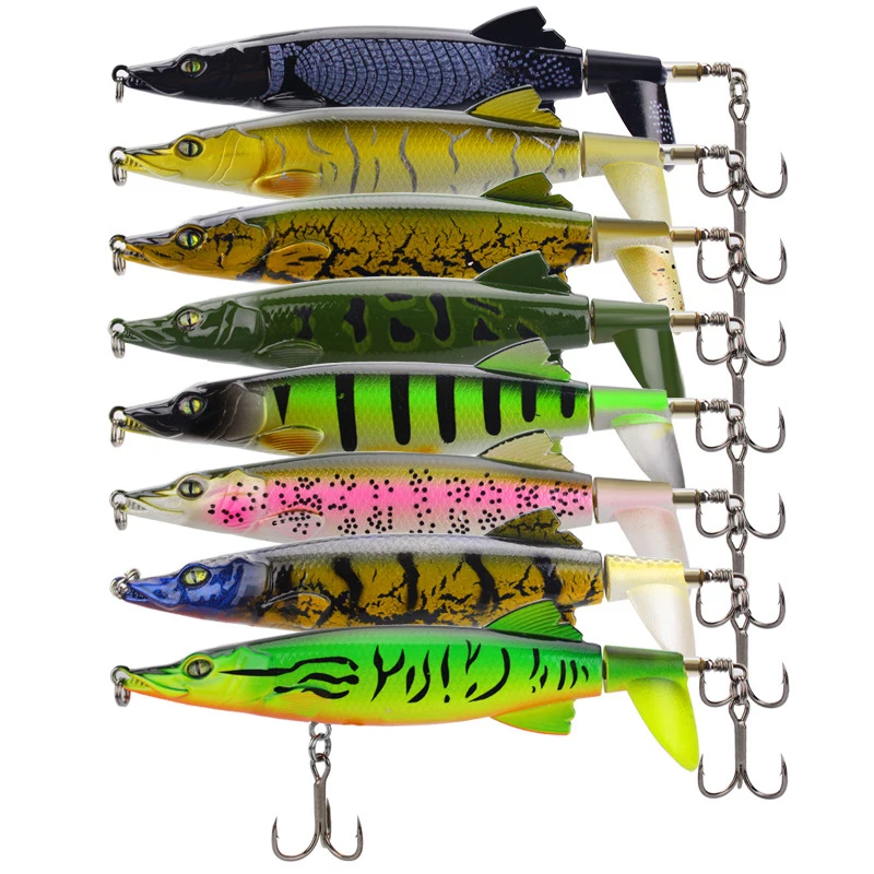 

1pc Crocodile Pencil Floating Fishing Lure 130mm 16g Lead Fish Plastic Wobblers Swimbait Simulation Luya Fish 360 Rotate Tail