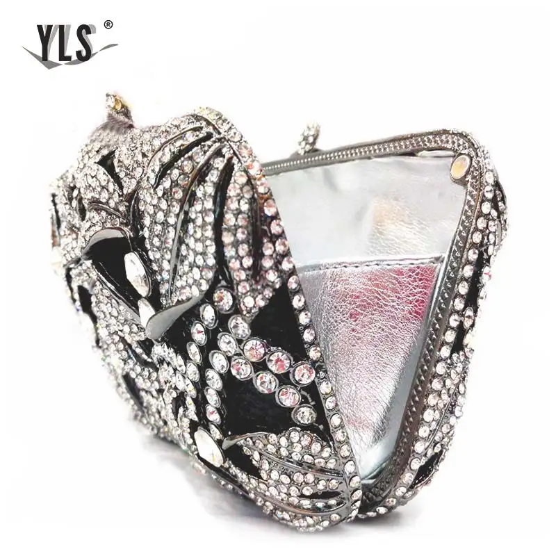 YLS Роскошный Кристалл женский клатч 3D цветок вечерние сумочки кошелек женский розовый серебряный золотой Алмаз сумочка Сумочка для свадьбы 12 цветов