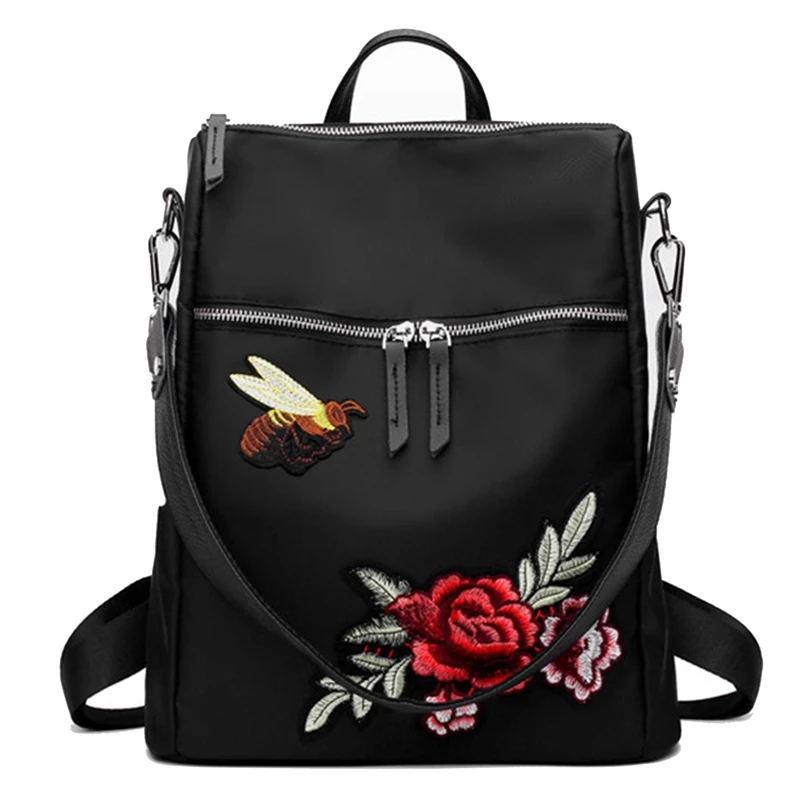 

New Girls Embroidery Backpack Nylon Ethnic Style Fashion Flower Color Embroidered Backpack