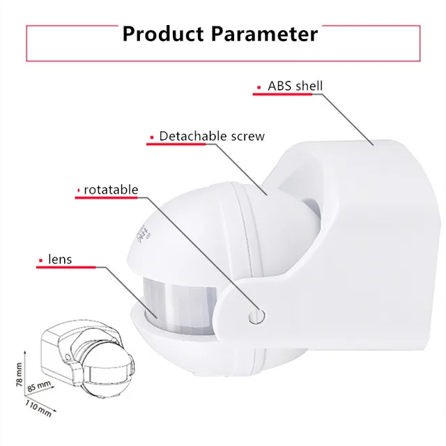 Home Security Alarm Systen 180 Degree Outdoor IP44 PIR Infrared Motion Sensor Switch Movement Detector Automatic Lighting Switch 2