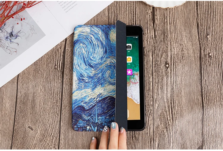 QIJUN Painted Case For iPad Mini 4 7.9'' PU leather Flip Stand Cover For ipad mini4 Smart Cover For iPad A1538 A1550 Cases