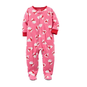 

Footed Newborn Infant baby rompers 0-12Months 2020 Fall Winter warm micro-fleece cute animal printed baby boy girl jumpsuit