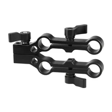 

HDRIG Multifunction 15mm Dual-port Rod Clamp Railblock Adapter Double Set For Camera Cage Rod System (Two in One)