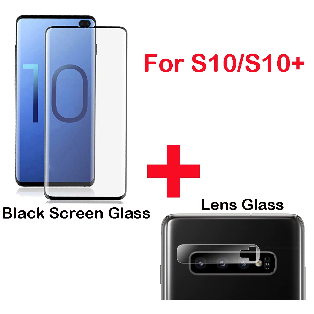 2 в 1 объектив камеры Защитное стекло для samsung Galaxy S10 Plus s10 против царапин полный