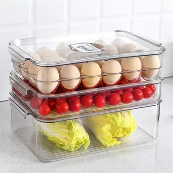 

5 Sizes Transparent Refrigerator Storage Box Sorting Box Large Capacity Kitchen Vegetable Fruit Egg Kitchen Daily Use