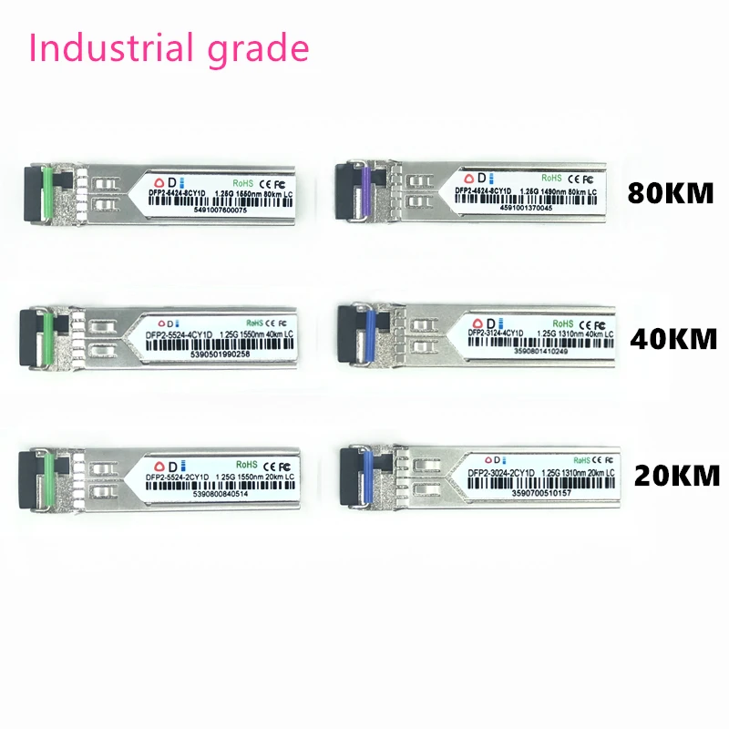 LC SFP Fiber optic module Industrial grade -40~+80 Celsius 1.25G20/40/80KM 1310/1490/1550nm Single-SFP compatible optical module