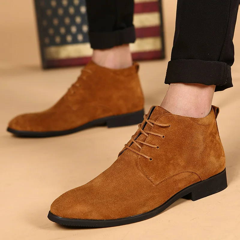 Мужские ботинки больших размеров; однотонные повседневные кожаные ботильоны; сезон осень-зима; брендовая мужская замшевая обувь; zapatos de hombre; 88 - Цвет: 3 no fur