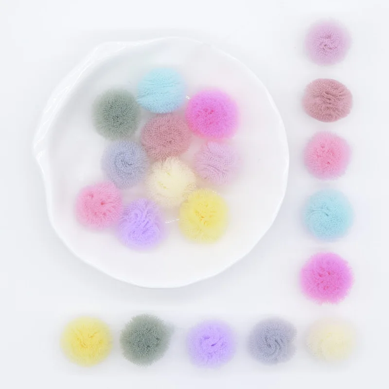

50Pcs/lot 15mm Multicolor Elastic Mesh Chiffon Ball for Handmade Children Headwear Accessories DIY Baby Clothes Hat Decor C25