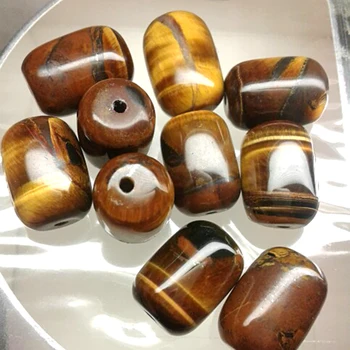

FLTMRH 10/13/15mm Gold Natural Gem Tiger Eye Barrel Stone Quartz Healing Bead Necklace Bracelet DIY Jewelry Makings