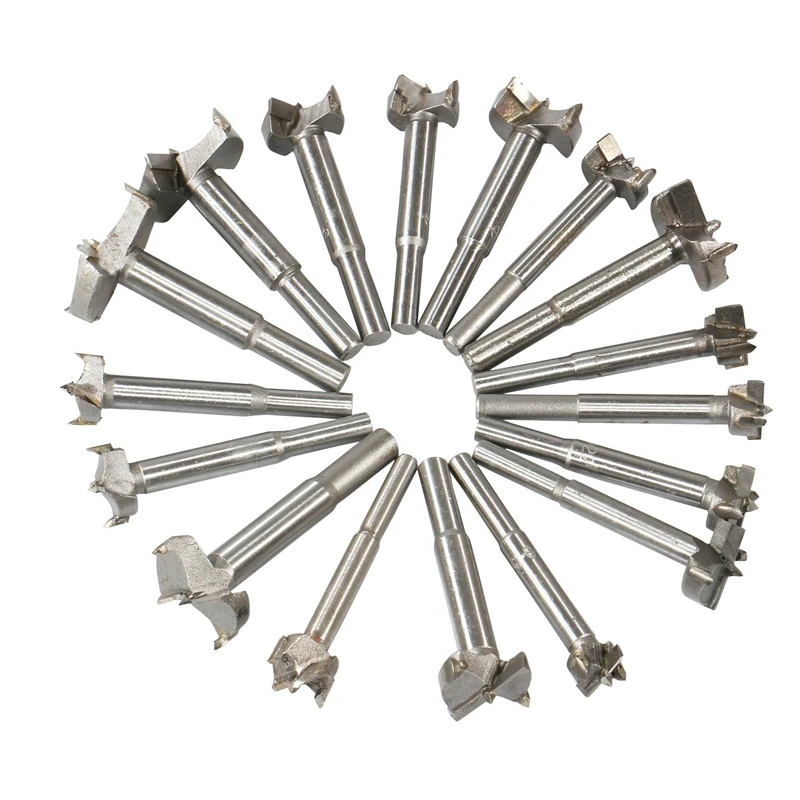 

Woodworking Forstner Drill Bits Sets, 17 PCS Carbon High Speed Steel Wood Working Hole Cutter Titanium Coated Wood Boring Hole r