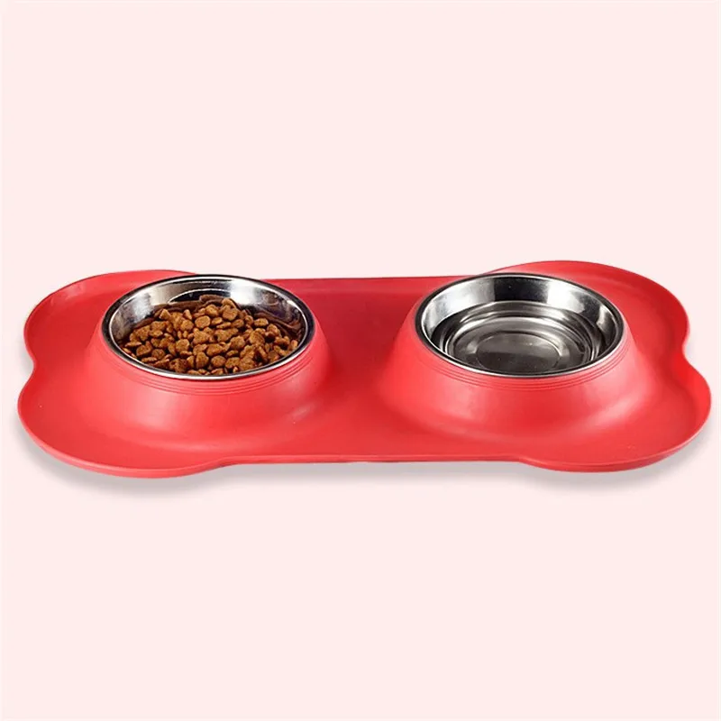 Миска-Кормушка для домашних собак из нержавеющей стали с двойным горлышком для собак из силикагеля, миска для домашних животных для маленьких и средних размеров, товары для домашних собак