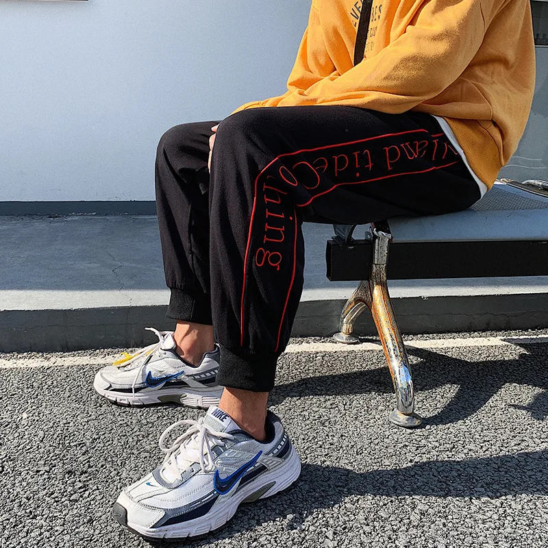 

Large Size @ Hong Kong Style Autumn New Style Men Embroidered Sweatpants Capri Thick Casual Pants Ankle Banded Pants Sub-K5