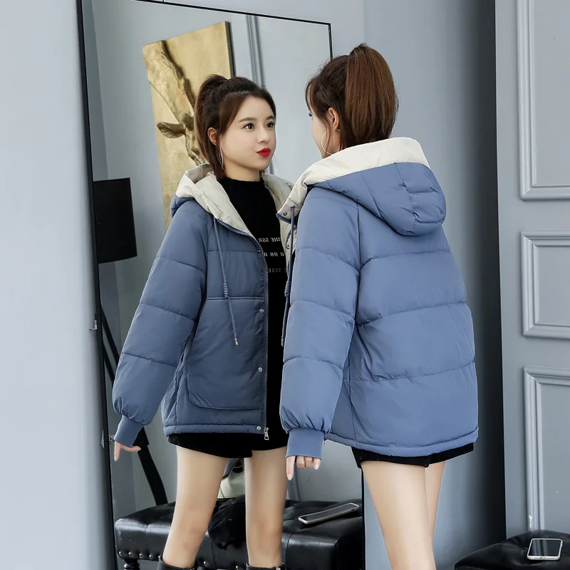 Новинка, зимнее корейское модное свободное пуховое хлопковое пальто, утепленная куртка, куртка 3XL - Цвет: Синий