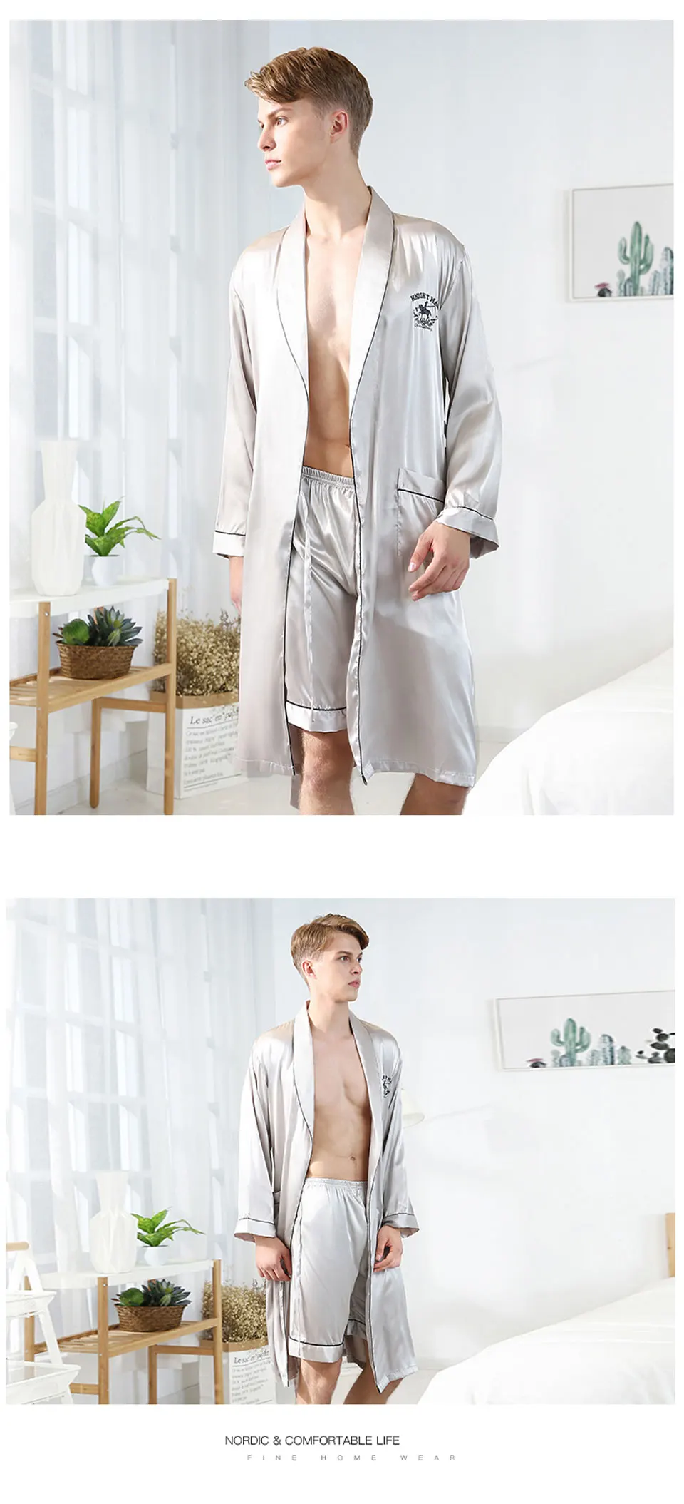 Шелковые новые удобные для кожи мужские весенние летние шорты пижамы