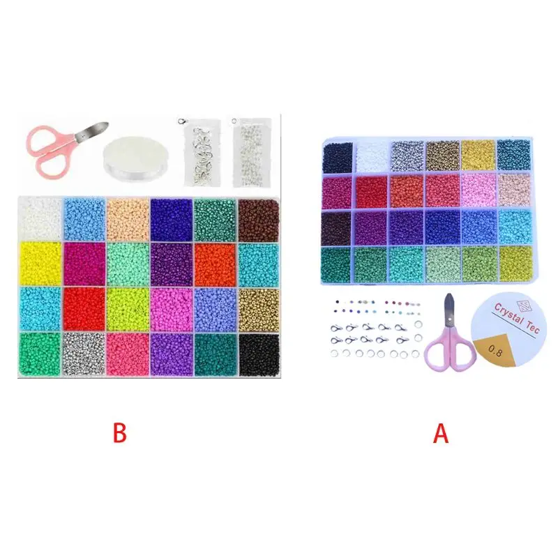 

24000Pcs 24 Grid 2mm Small Glass Seed Beads for Jewelry Making Mixed Opaque Colors DIY Bracelets Necklaces Crafts Beading Kits