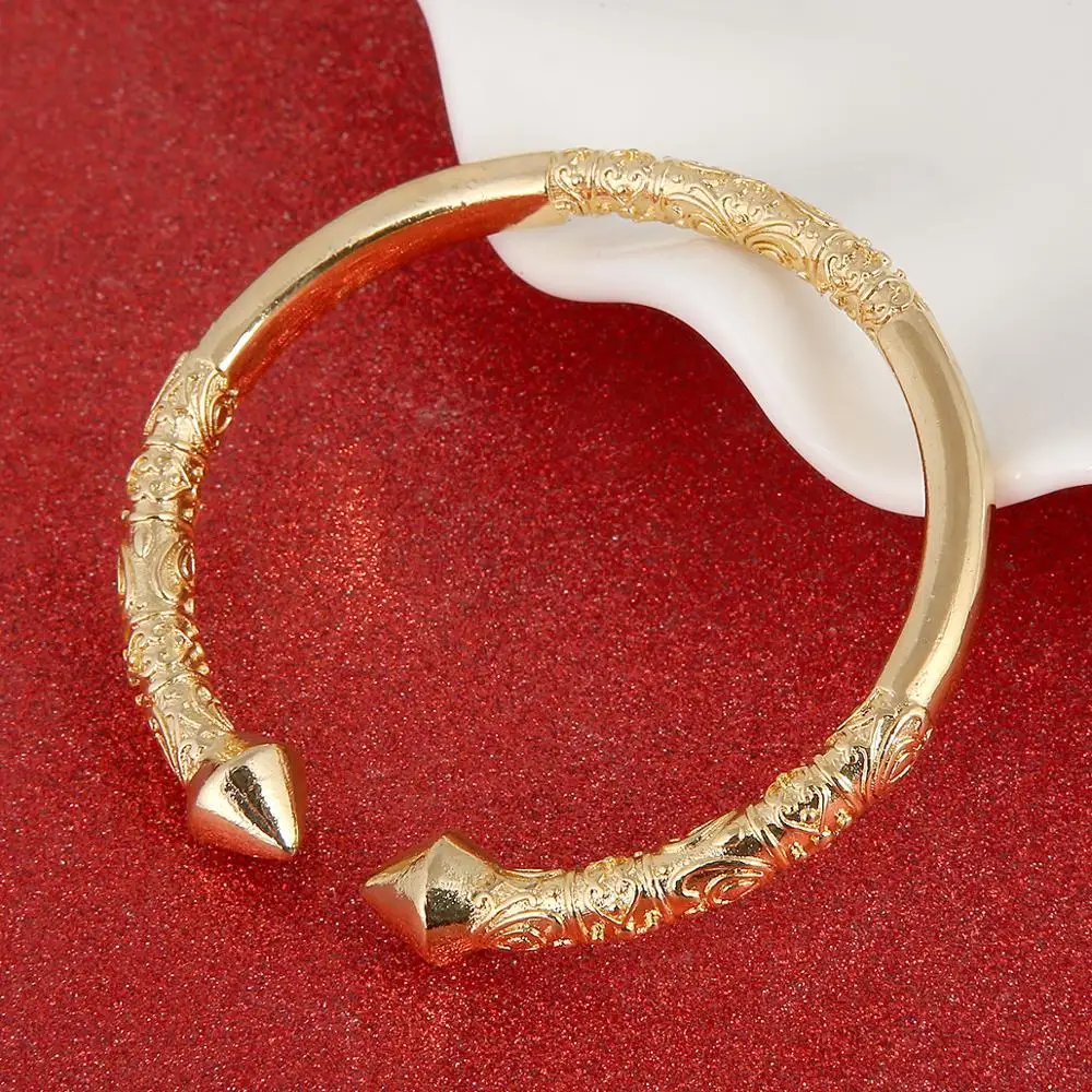 Gold Color African Cuff Engraved Embossing Bangles Trendy Women Men Bangles Jewelry 4