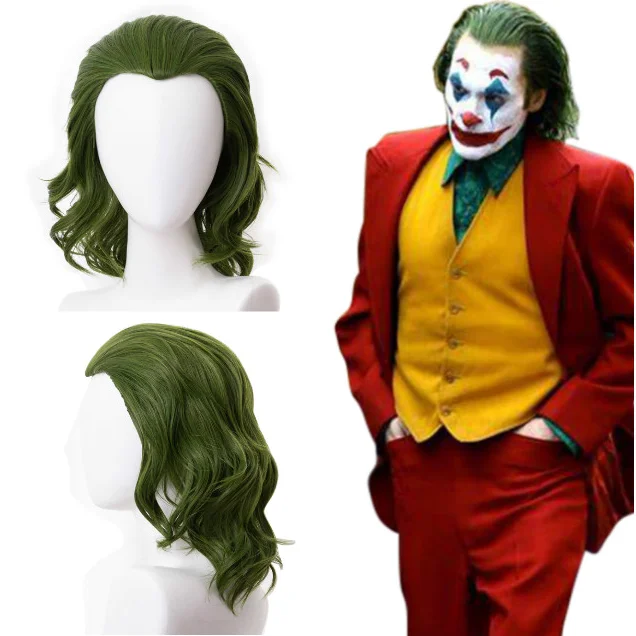 Joker Cosplay Wig - Joaquin Phoenix Arthur Fleck Style with Curly Green Synthetic Hair; Perfect Horror Scary Clown Cosplay Prop for Halloween image 2