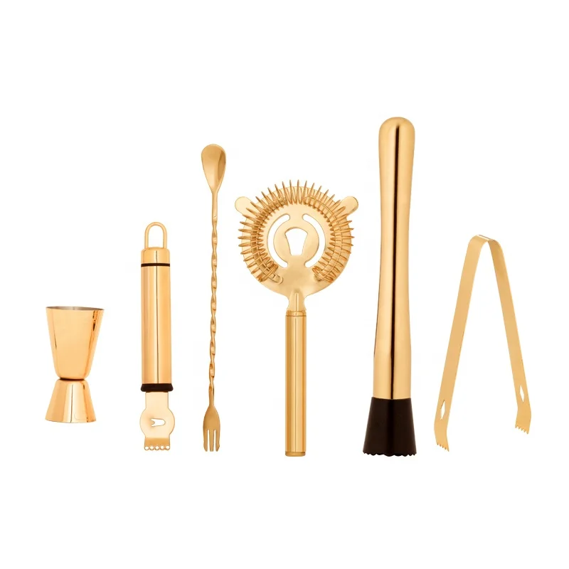 

Creation 6-piece combination gold plated stainless steel bartender kit