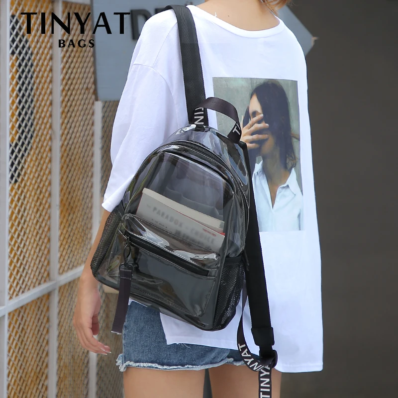 TINYAT прозрачный ПВХ женский рюкзак, прозрачный модный однотонный рюкзак для путешествий, школьный рюкзак, сумка для девочек-подростков, Mochila, детский