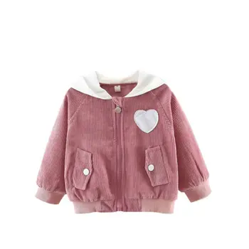 

Autumn Warm Coat Zipper Hooded Tops Girls Kids Corduroy Comfort Hooded Jackets For Girl Windbreaker Baby Girls Hoodie Coats 2-7Y