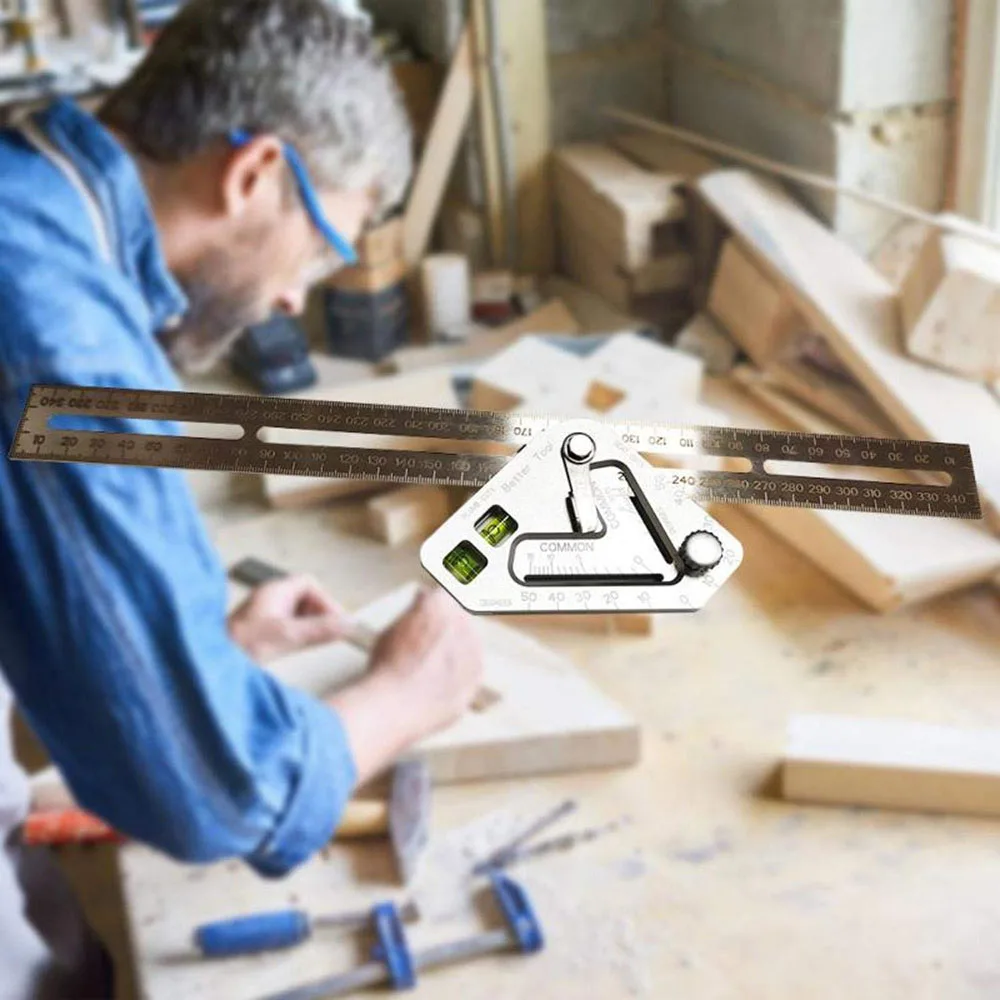 

Multi-function Angle Level Ruler Triangle Aluminum Alloy Woodworking Combination Square Ruler Measuring Tool