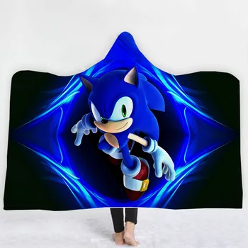 

Sonic characters pattern Character Hooded Blanket Adult colorful child Sherpa Fleece Wearable Blanket Microfiber Bedding style-4