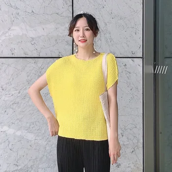

Pleated Top Women's Round Neck Short Sleeve Loose Bat Sleeve Pullover Women's T-shirt