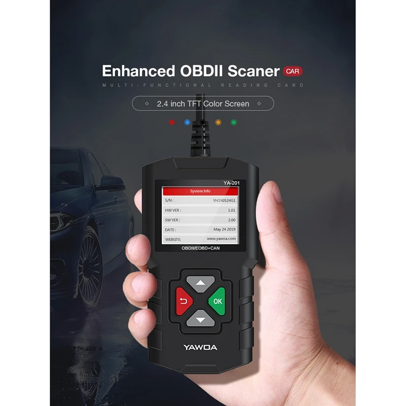 YA-201 OBD2 сканер, считыватель кода неисправности автомобильного двигателя может диагностический сканер