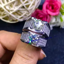 Kkmall Store круглое серебряное кольцо Moissanite 1.00ct D VVS роскошное свадебное кольцо Moissanite для мужчин серебряное кольцо 925