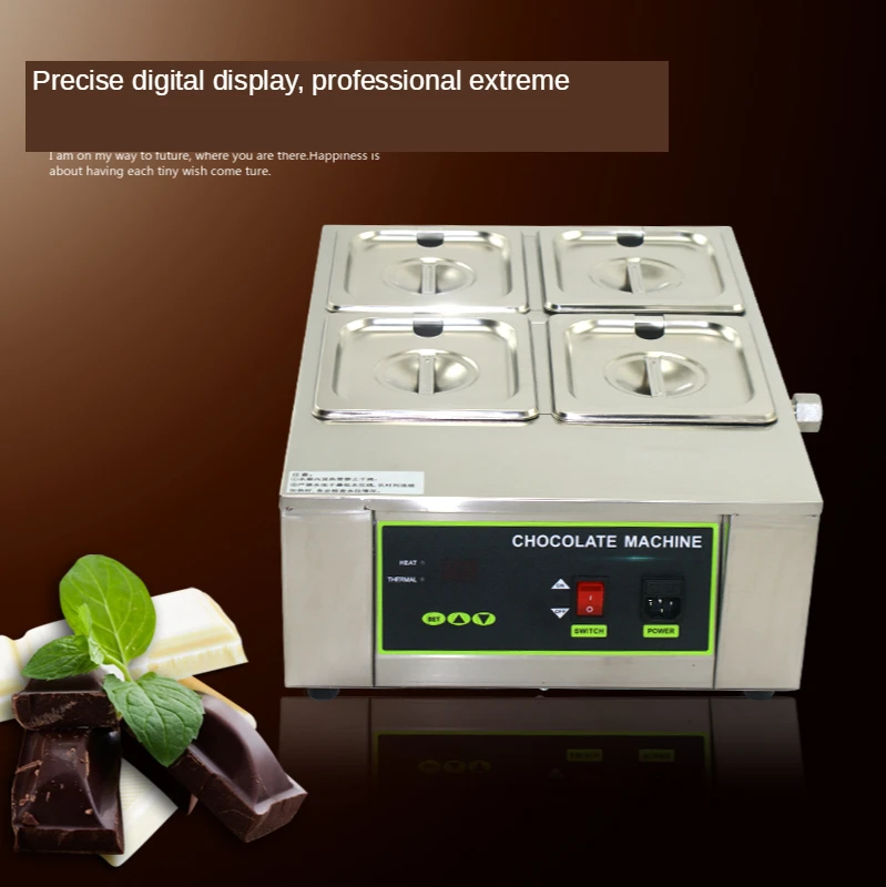 4 Pot Electric Chocolate Melting Machine Digital Display 110V 220V Water Insulation Heating Chocolate Melting Pot Warmer Melter 2670a ac dc withstand voltage tester 5 digital display programmable insulation press