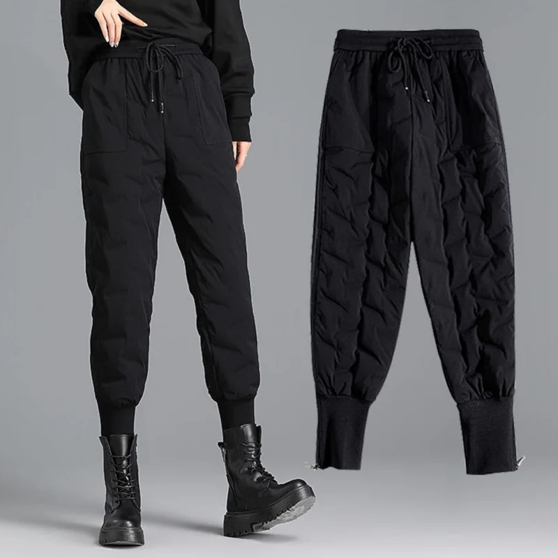 Pantalones acolchados de para mujer, pantalón grueso de cintura alta, al frío, para - AliExpress Ropa de mujer