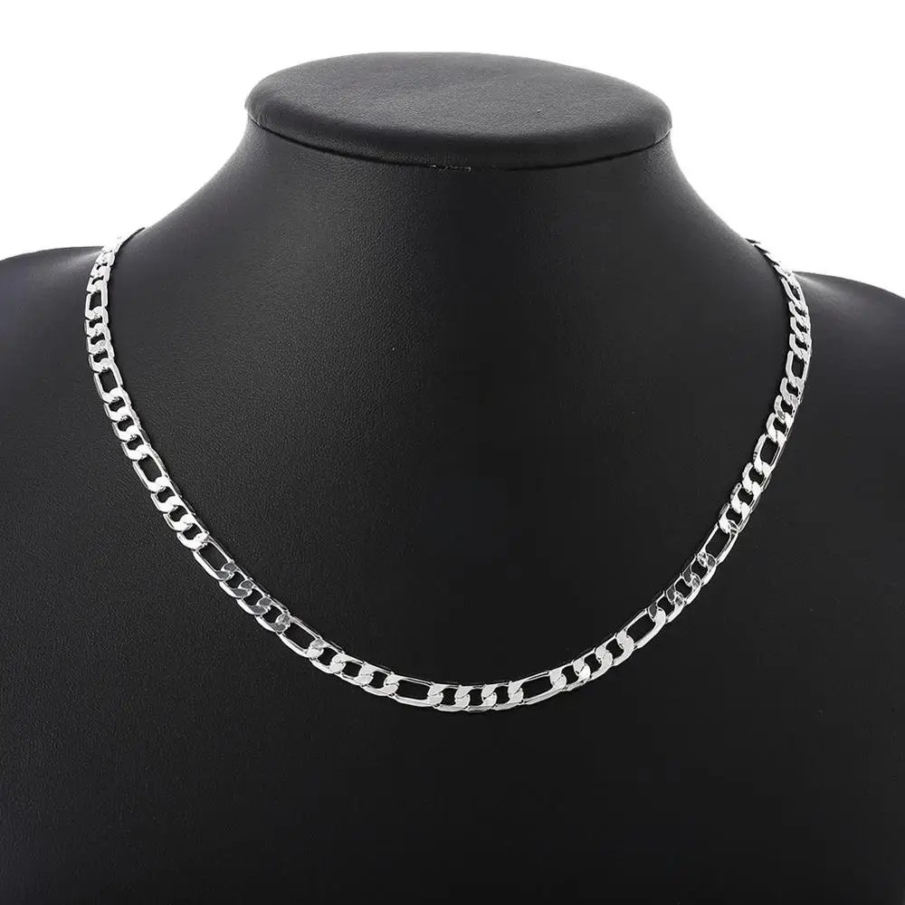 925 Silver Necklace Three Rooms One Ferrero Necklace Silver Chain Men&Women Silver Necklace Fashion Classic Jewelry 4MM - Image 2