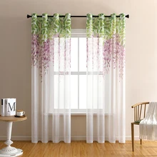XTMYI Pastoral Tulle Sheer Curtains for Living Room Bedroom Home Voile Colorful Floral Plant Printed Gauze Curtain Fabric Drapes