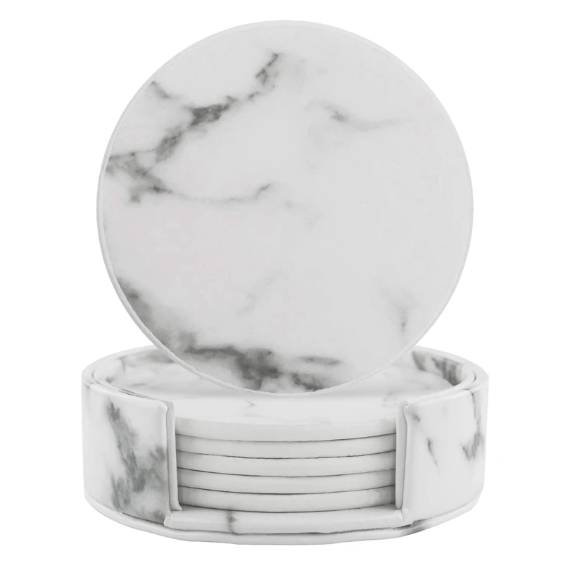  6pcs/set Hot Stand Leather Coasters with Holder Coasters for Drinks placemat Table Mat for Kitchen 